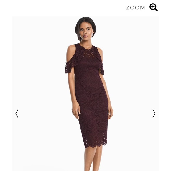 WHBM Cold-Shoulder Lace Sheath Dress Size 2,Plum color Like New! - Picture 3 of 6